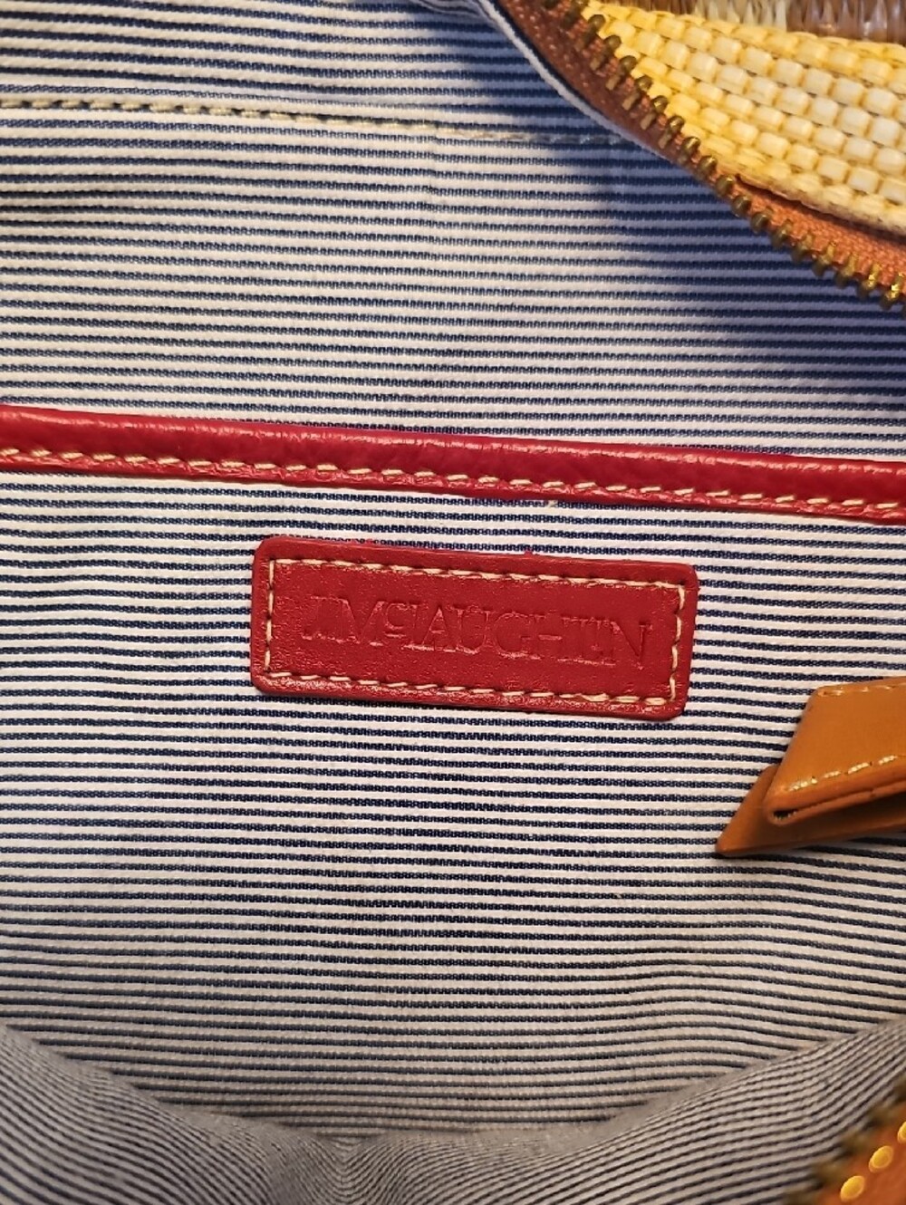 J. McLaughlin Tan and Brown Woven Duffel Tote - Picture 6 of 9